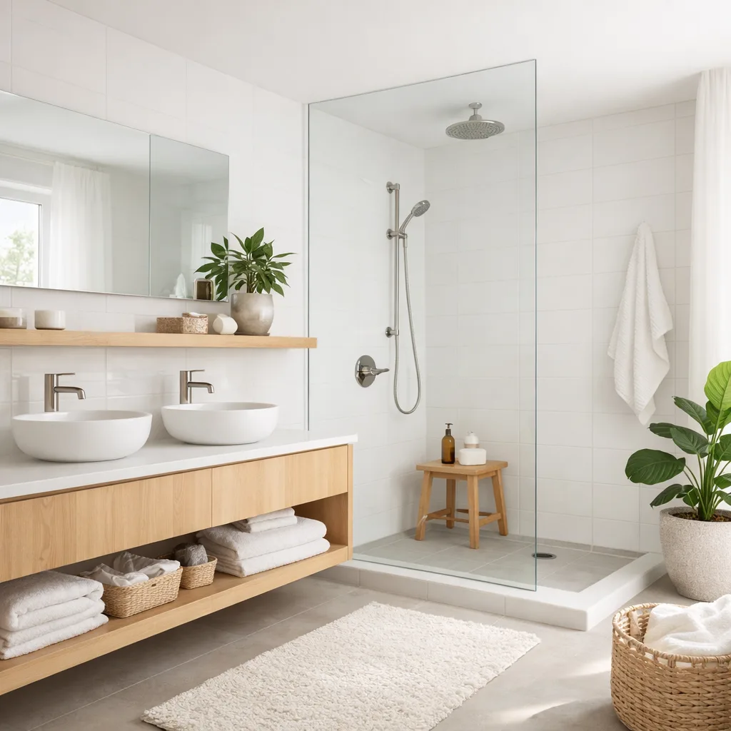 Phòng tắm phong cách Scandinavian (ảnh minh họa do AI tạo)