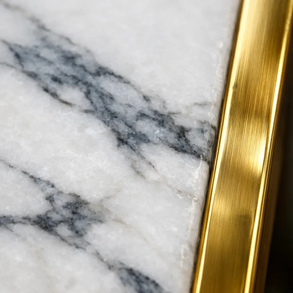 Chi tiết đá marble và đồng thau (ảnh minh họa do AI tạo)