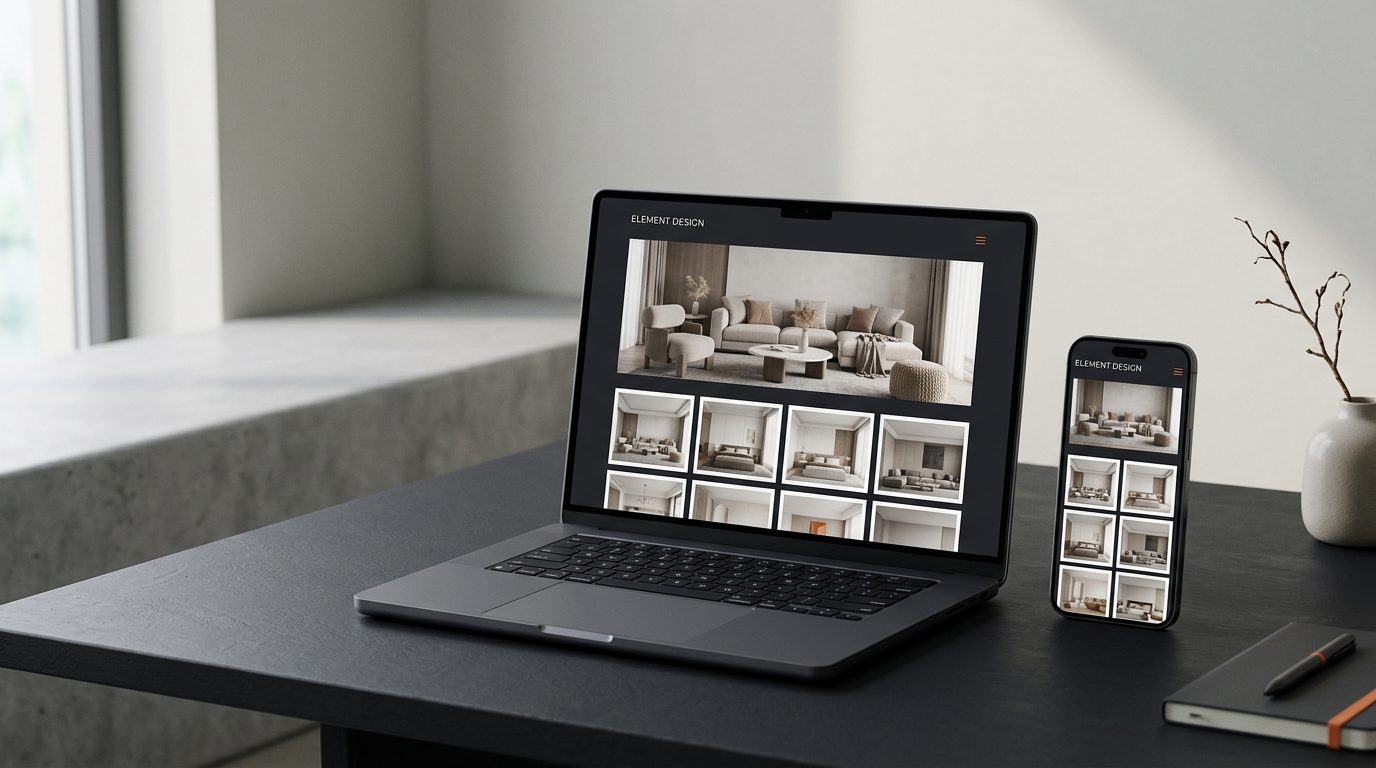 Website nội thất hiển thị trên máy tính và điện thoại (hình minh họa)